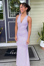 Load image into Gallery viewer, Trendy Sheath Halter Neck Yellow Long Prom Dress with Criss Cross Back