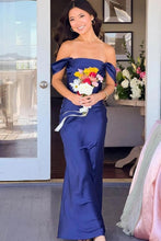 Load image into Gallery viewer, Chic Sheath Off the Shoulder Lilac Long Prom Dress with Ruched