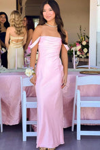 Load image into Gallery viewer, Chic Sheath Off the Shoulder Lilac Long Prom Dress with Ruched