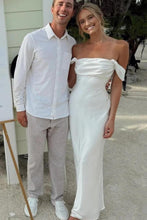 Load image into Gallery viewer, Chic Sheath Off the Shoulder Lilac Long Prom Dress with Ruched