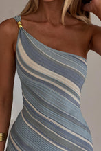 Load image into Gallery viewer, Trendy Sheath One Shoulder Striped knitted Mini Dress