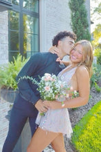 Load image into Gallery viewer, Bling A Line Halter Neck Light Grey Short Homecoming Dress with Sequins