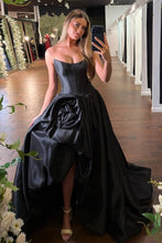 Load image into Gallery viewer, Trendy A Line Strapless Red Corset Prom Dress with 3D Flowers