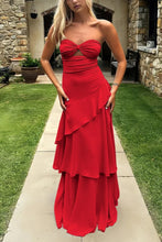Load image into Gallery viewer, Trendy Mermaid Sweetheart Yellow Long Prom Dress with Ruffles Keyholes