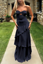Load image into Gallery viewer, Trendy Mermaid Sweetheart Yellow Long Prom Dress with Ruffles Keyholes