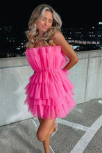 Load image into Gallery viewer, Hot Selling A Line Strapless Short Tulle Homecoming Dress