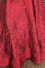 Load image into Gallery viewer, Princess A Line Strapless Red Corset Prom Dress with Appliques