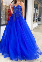 Load image into Gallery viewer, Gorgeous A Line Sweetheart Royal Blue Long Prom Dress with Appliques