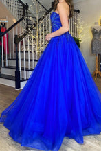 Load image into Gallery viewer, Gorgeous A Line Sweetheart Royal Blue Long Prom Dress with Appliques