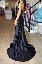 Load image into Gallery viewer, Hot Mermaid Strapless Corset Black Long Prom Dress with Split Front