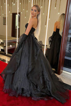 Load image into Gallery viewer, Princess A Line Sweetheart Black Corset Prom Dress with Beding