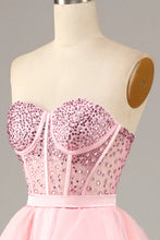 Load image into Gallery viewer, Princess A Line Sweetheart Black Corset Prom Dress with Beding