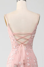 Load image into Gallery viewer, Sparkly Light Blue Mermaid Lace Up Long Prom Dress With Sequined Appliques