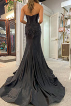 Load image into Gallery viewer, Satin Mermaid Strapless Long Prom Dress With Split
