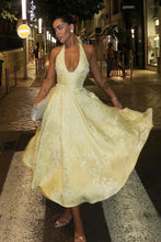Load image into Gallery viewer, Simple A Line V Neck White Tea Length Party Dress with Corset