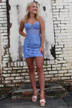 Load image into Gallery viewer, Cute Blue Sweetheart Short Tight Homecoming Dress
