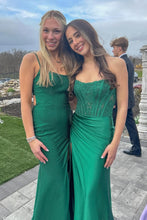 Load image into Gallery viewer, Mermaid Strapless Sweep Train Satin Prom Party Dress with Split