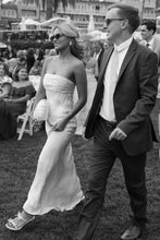 Load image into Gallery viewer, Simple Sheath Strapless Pink Long Prom Dress with Ruched