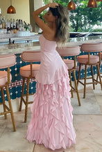 Load image into Gallery viewer, Charming Sheath Strapless Pink Long Prom Dress with Ruffles