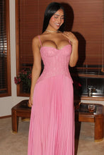 Load image into Gallery viewer, Charming A Line Spaghetti Straps Pink Corset Prom Dress with Ruffles