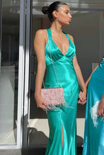 Load image into Gallery viewer, Simple Sheath V Neck Yellow Long Prom Dress with Open Back