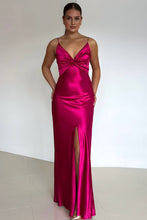 Load image into Gallery viewer, Stylish Sheath Spaghetti Straps Red Long Party Dress with Split Front Keyhole