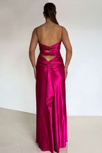 Load image into Gallery viewer, Stylish Sheath Spaghetti Straps Red Long Party Dress with Split Front Keyhole
