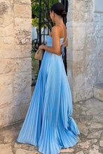 Load image into Gallery viewer, Chic A Line Halter Neck Blue Long Party Dress with Backless