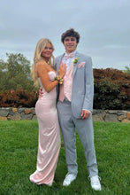 Load image into Gallery viewer, Cute Mermaid Spaghetti Straps Pink Long Prom Dress with Split Front