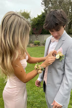 Load image into Gallery viewer, Cute Mermaid Spaghetti Straps Pink Long Prom Dress with Split Front