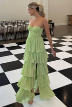 Load image into Gallery viewer, Princess A Line Sweetheart Green Long Party Dress with Ruffles