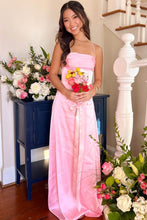 Load image into Gallery viewer, Trendy A Line Spaghetti Straps Pink Long Prom Dress with Backless