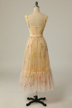 Load image into Gallery viewer, A Line Sweeheart Champagne Prom Dress with Embroidery