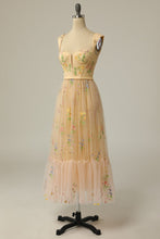 Load image into Gallery viewer, A Line Sweeheart Champagne Prom Dress with Embroidery