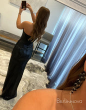 Load image into Gallery viewer, Sexy Glitter Black Sequins Mesh Prom Dress