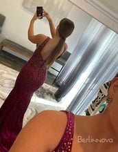 Load image into Gallery viewer, Mermaid Elegant V Neck Prom Dress With Beading