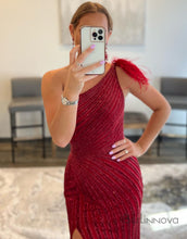 Load image into Gallery viewer, Sexy Mermaid One-Shoulder Tight Burgundy Prom Dress