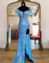 Load image into Gallery viewer, Sexy V Neck Tassel-Straps Long Prom Dress With Appliques