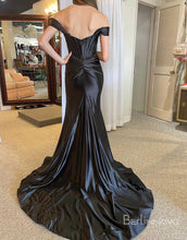 Load image into Gallery viewer, Mermaid Glitter Satin Off-the-Shoulder Prom Dress