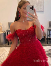 Load image into Gallery viewer, A-Line Elegant Off-the-Shoulder Long Prom Dress With Beading