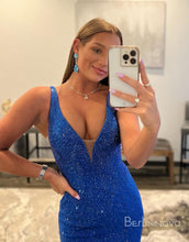 Load image into Gallery viewer, Mermaid Elegant Beaded V Neck Prom Dress