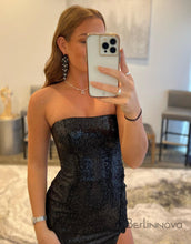 Load image into Gallery viewer, Sexy Glitter Black Sequins Mesh Prom Dress