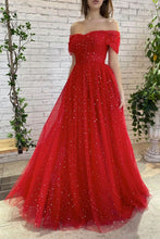 Load image into Gallery viewer, Charming A Line Off the Shoulder Red Long Prom Dress