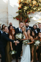 Load image into Gallery viewer, Simple A Line Spaghetti Straps Green Long Bridesmaid Dress