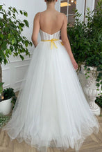 Load image into Gallery viewer, Gorgeous A Line Spaghetti Straps White Bridal Dress with Appliques