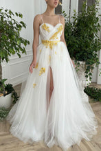 Load image into Gallery viewer, Gorgeous A Line Spaghetti Straps White Bridal Dress with Appliques