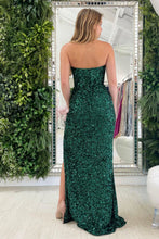 Load image into Gallery viewer, Sheath Sweetheart Green Sequins Long Prom Dress Evening Dress