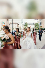 Load image into Gallery viewer, Sheath Spaghetti Straps Pink Long Bridesmaid Dress with Silt