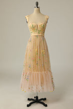 Load image into Gallery viewer, A Line Sweeheart Champagne Prom Dress with Embroidery