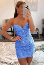 Load image into Gallery viewer, Bodycon Sweetheart Hot Pink Short Homecoming Dress with Appliques